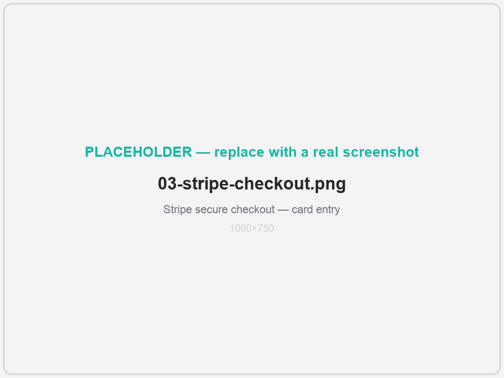 Stripe secure checkout page for entering card details