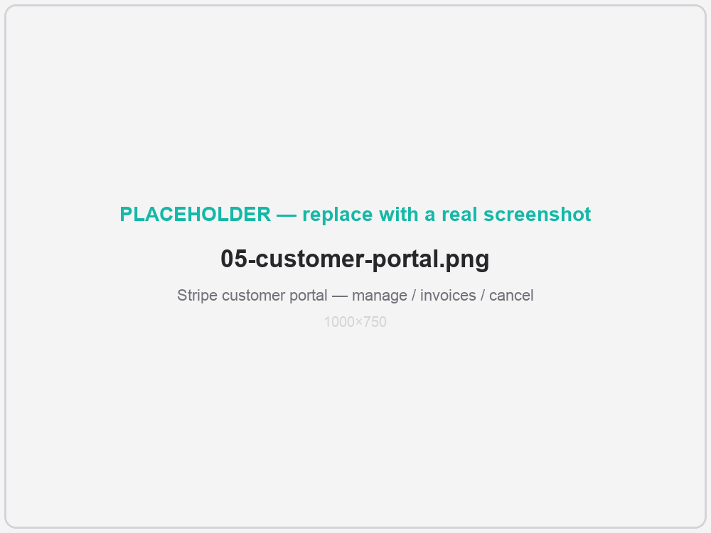 The Stripe customer portal for managing the subscription